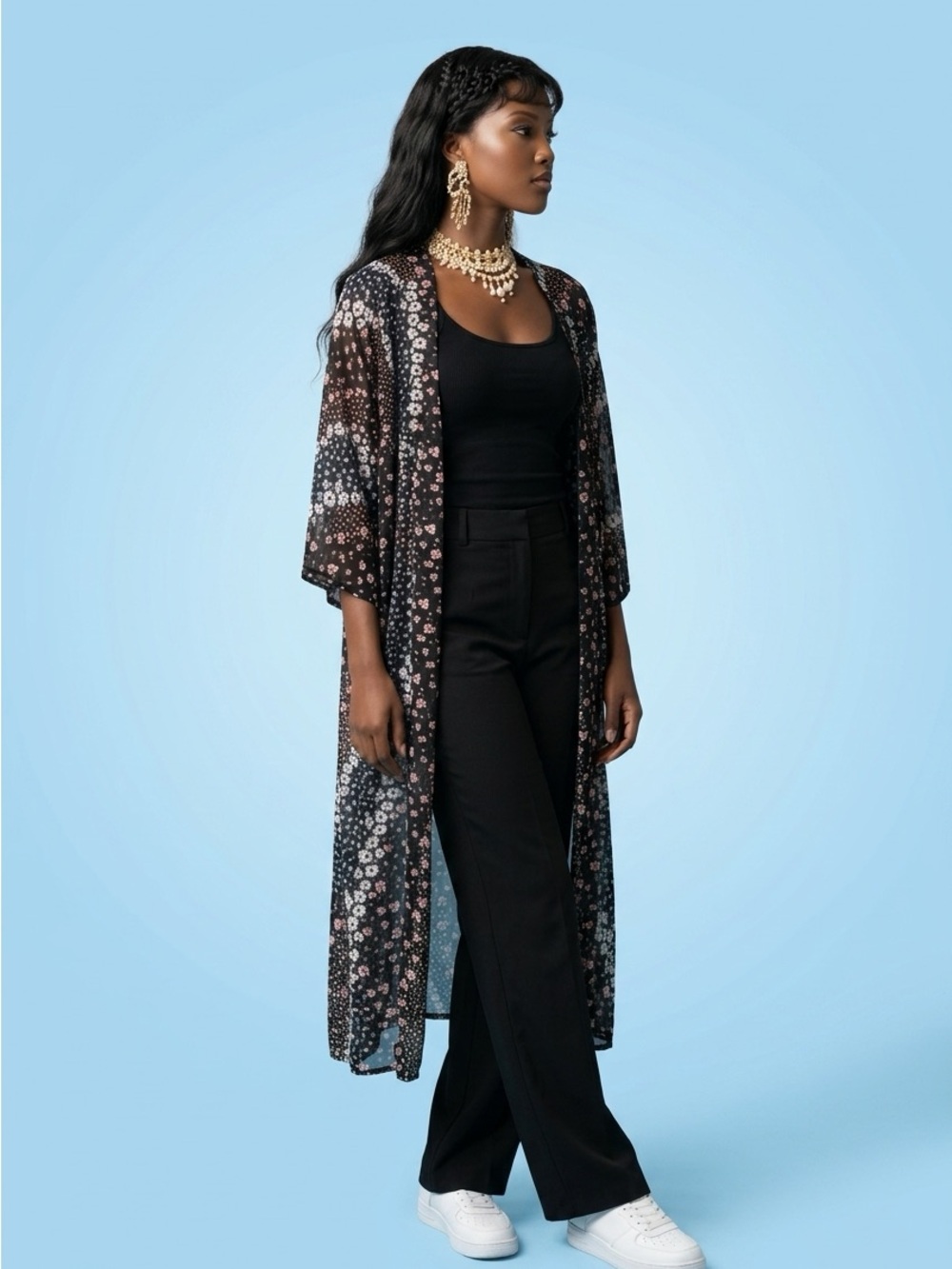 Floral Brown Cottagecore Whimsical Kimono Cardigan Overlay by Cyrus All Size